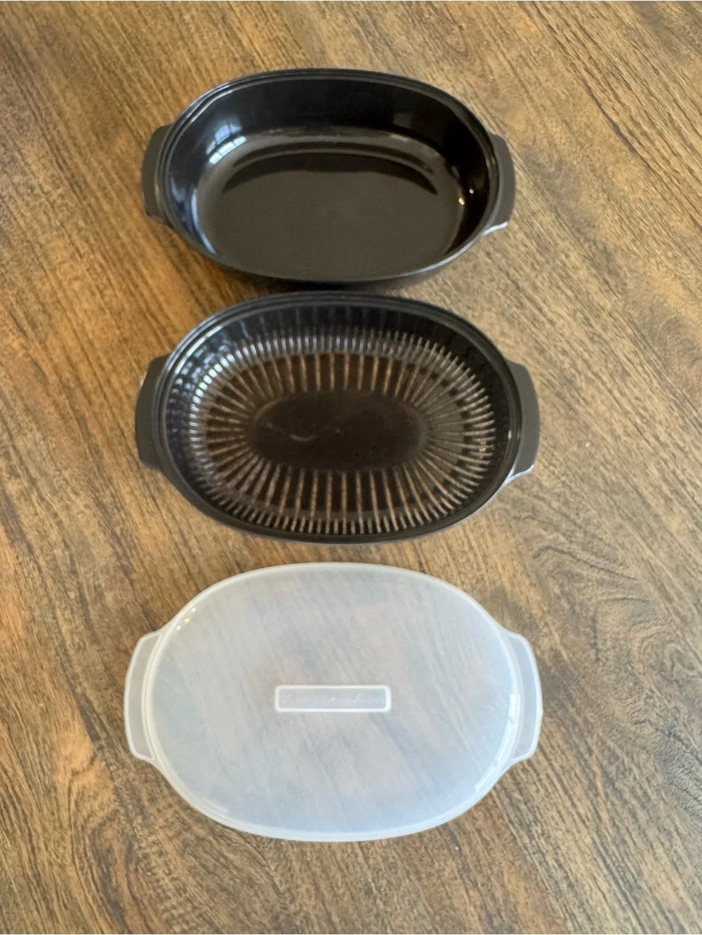 KitchenAid Universal Microwave Steamer 3 Piece Set Black Oval